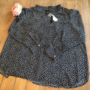 NWT Philosophy Grace Women Floral Navy Blouse